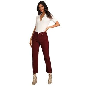 LEVI’S Wedgie Straight Corduroy High-Rise Cropped Pants in Rust